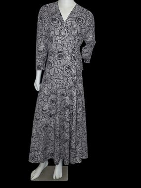 Black & White Floral Wrap Maxi Dress